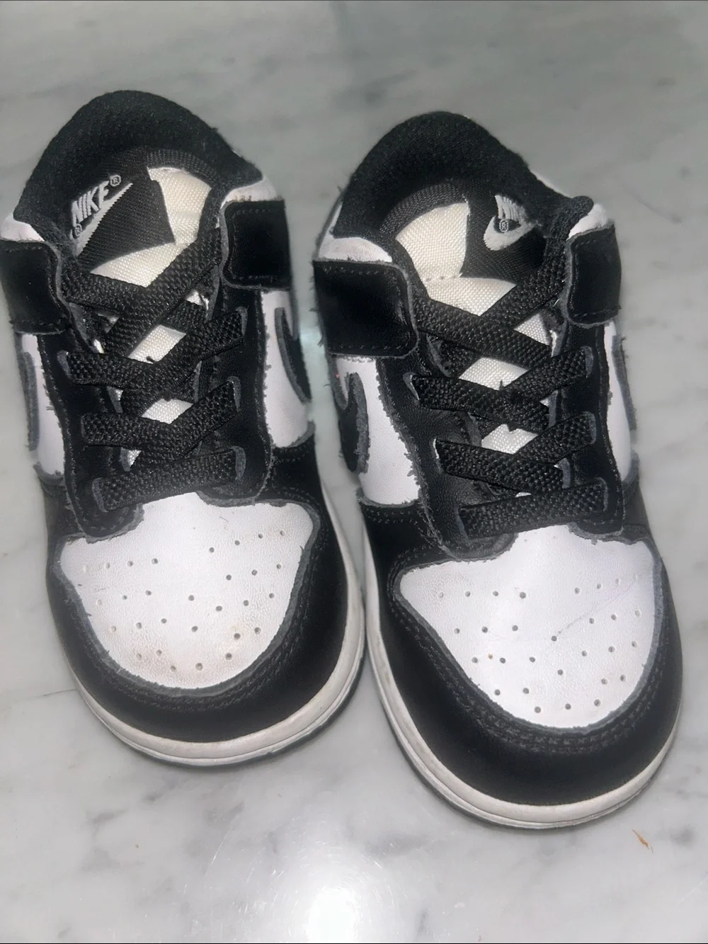 Nike Kids Black and White Panda Low-Top Sneakers Sz 7C